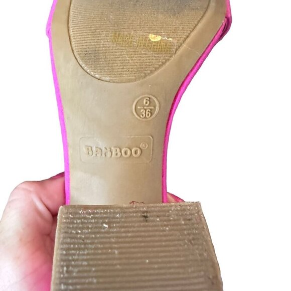 Bamboo Nicole Square Open Toe Block Chunky Heel Barbie HOCO Pink Size 6 - Picture 8 of 8